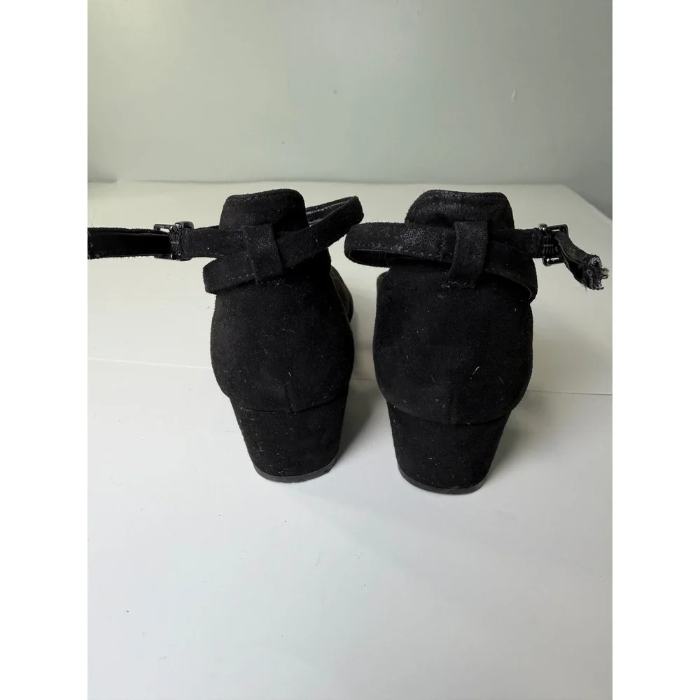 GB Girls Black Faux Suede D'Orsay Ankle Strap Block Heel Dress Shoes Kids Size 2